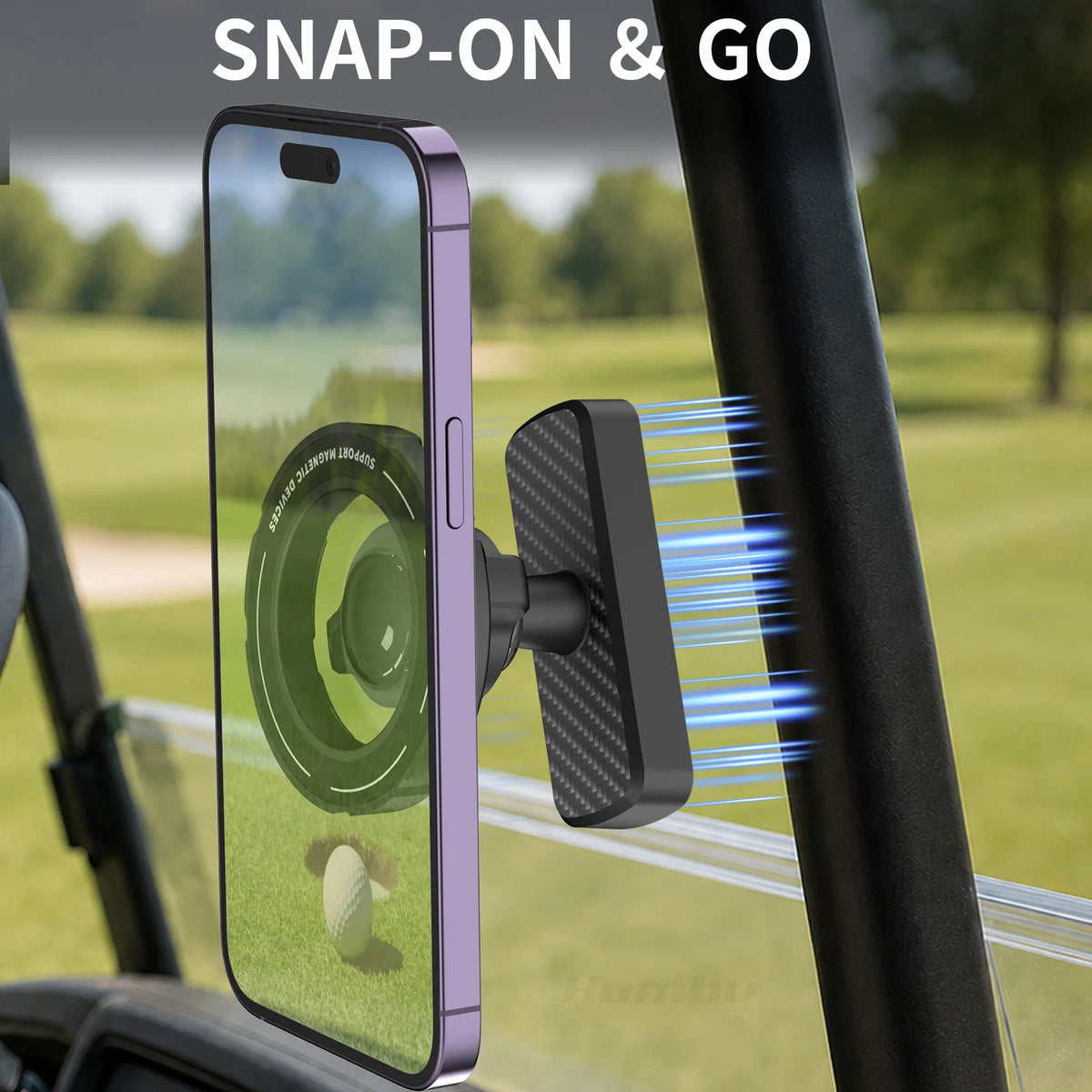 Magnetic Snap-On Phone Mount for Golf Carts, MagSafe Style
