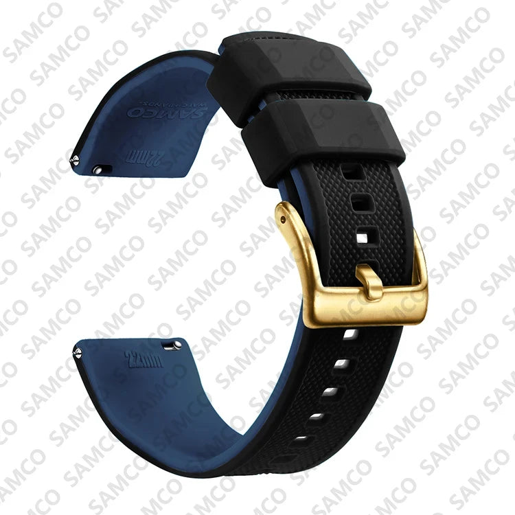 Polar Textured Silicone Band with Buckle Choices – Black / Navy / Gold Buckle