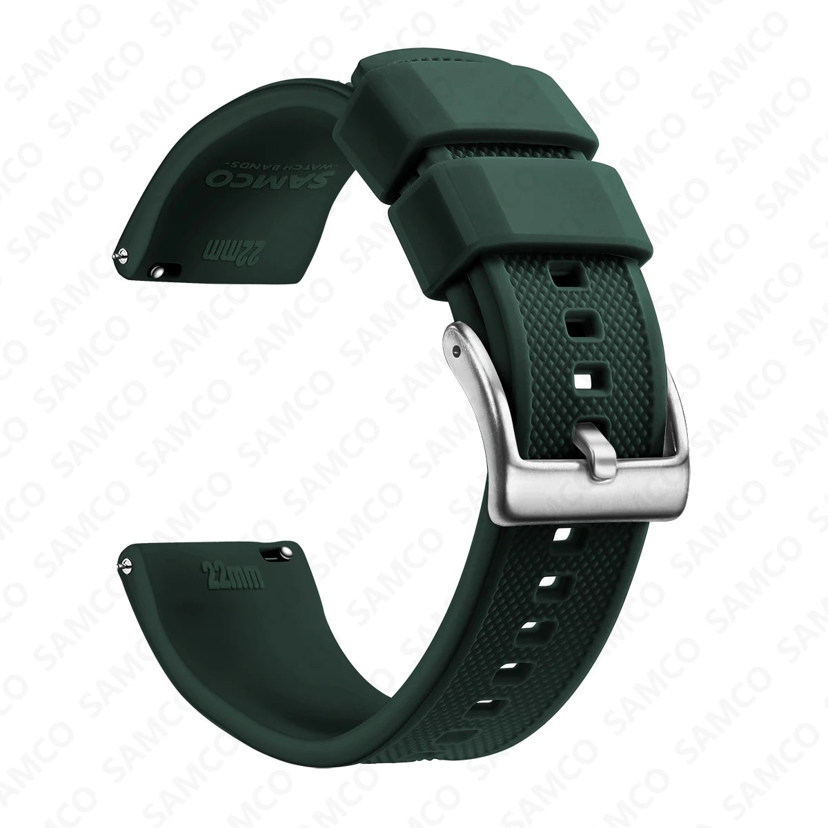 COROS Textured Silicone Watch Band with Buckle Choices - Forest Green - Silver Buckle