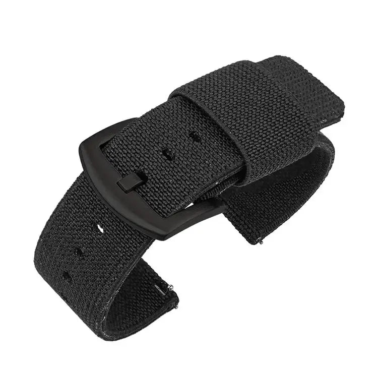 Woven Nylon Band with Fabric Keepers in Black / Black Buckle for compatible Huawei watches