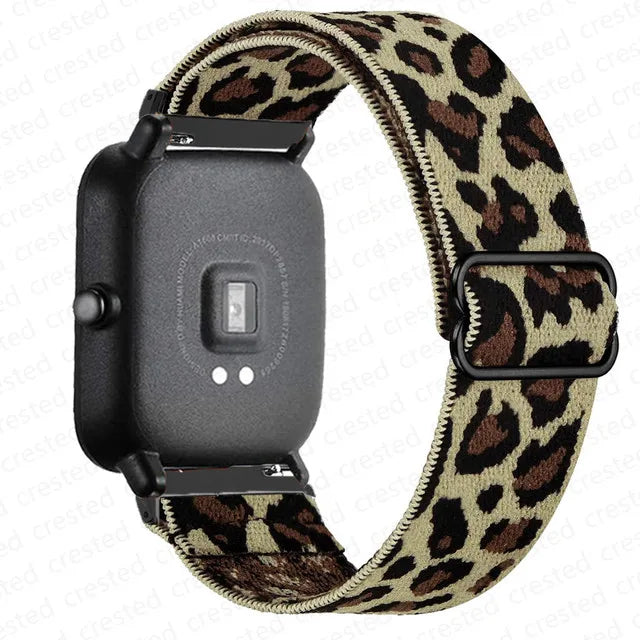 COROS Adjustable Elastic Fabric Watch Band - Beige Leopard