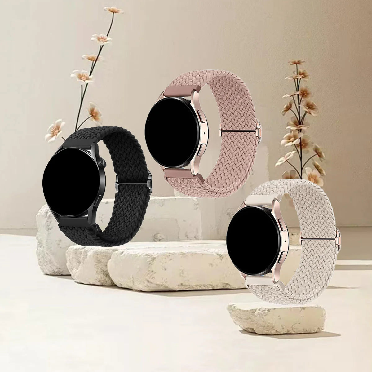Braided Stretch Loop Band 3-Pack in Black, Pink & Starlight