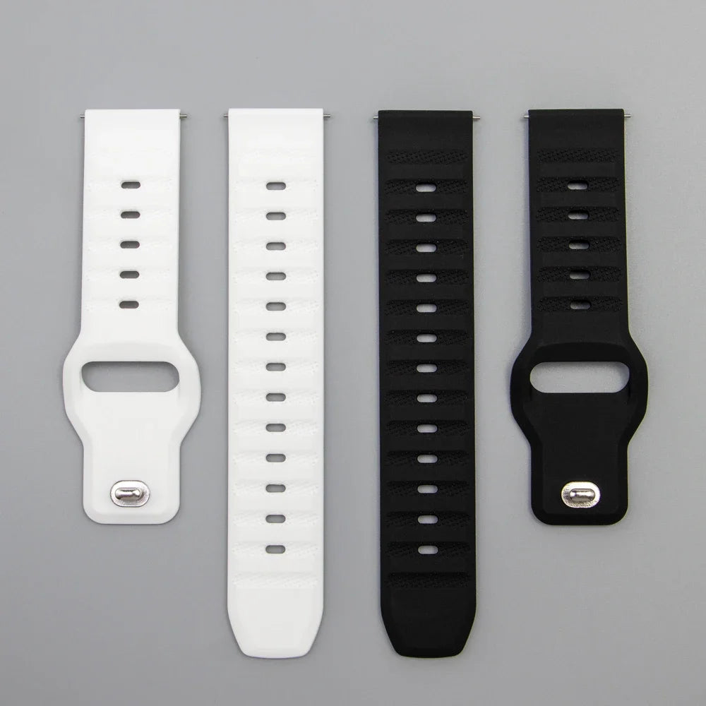 Textured Pin-and-Tuck Silicone Band for Motorola Moto — White and black pin-and-tuck strap sections