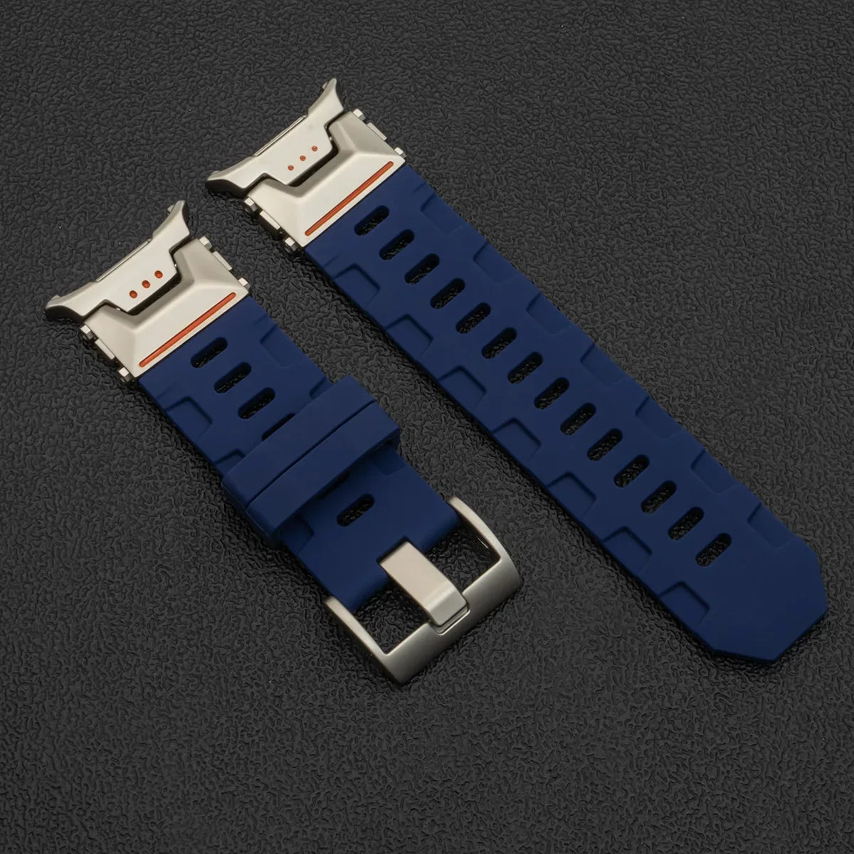 Samsung Galaxy Silicone Sport Watch Band - Ultra/Ultra2 No Gaps in blue silver color, featuring gap-free design.