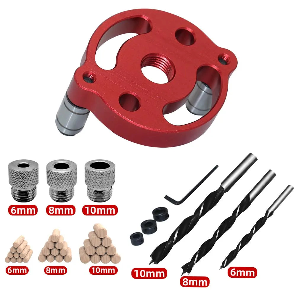 Self-Centering Dowel Jig, Handheld Drill Guide with Bushings
