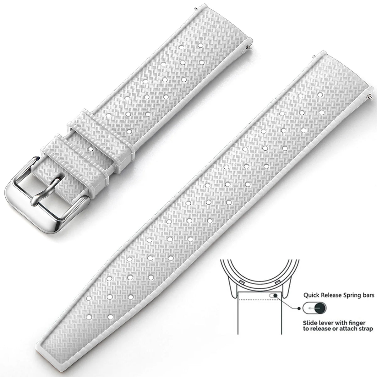 Tropic Silicone Band for Polar – White / Silver Buckle