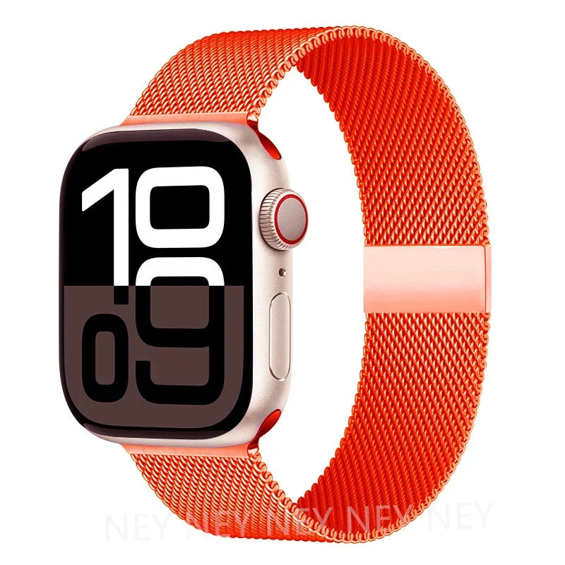 Colorful Milanese Mesh Apple Watch Band in Orange