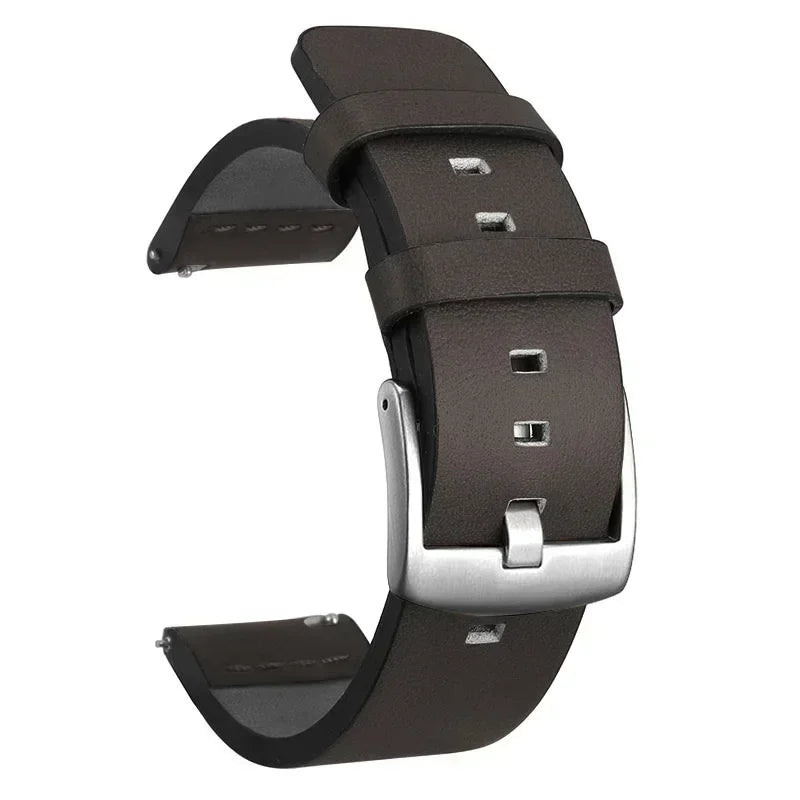 COROS Leather Watch Band with Square Adjustment Holes - Gray - Silver Buckle