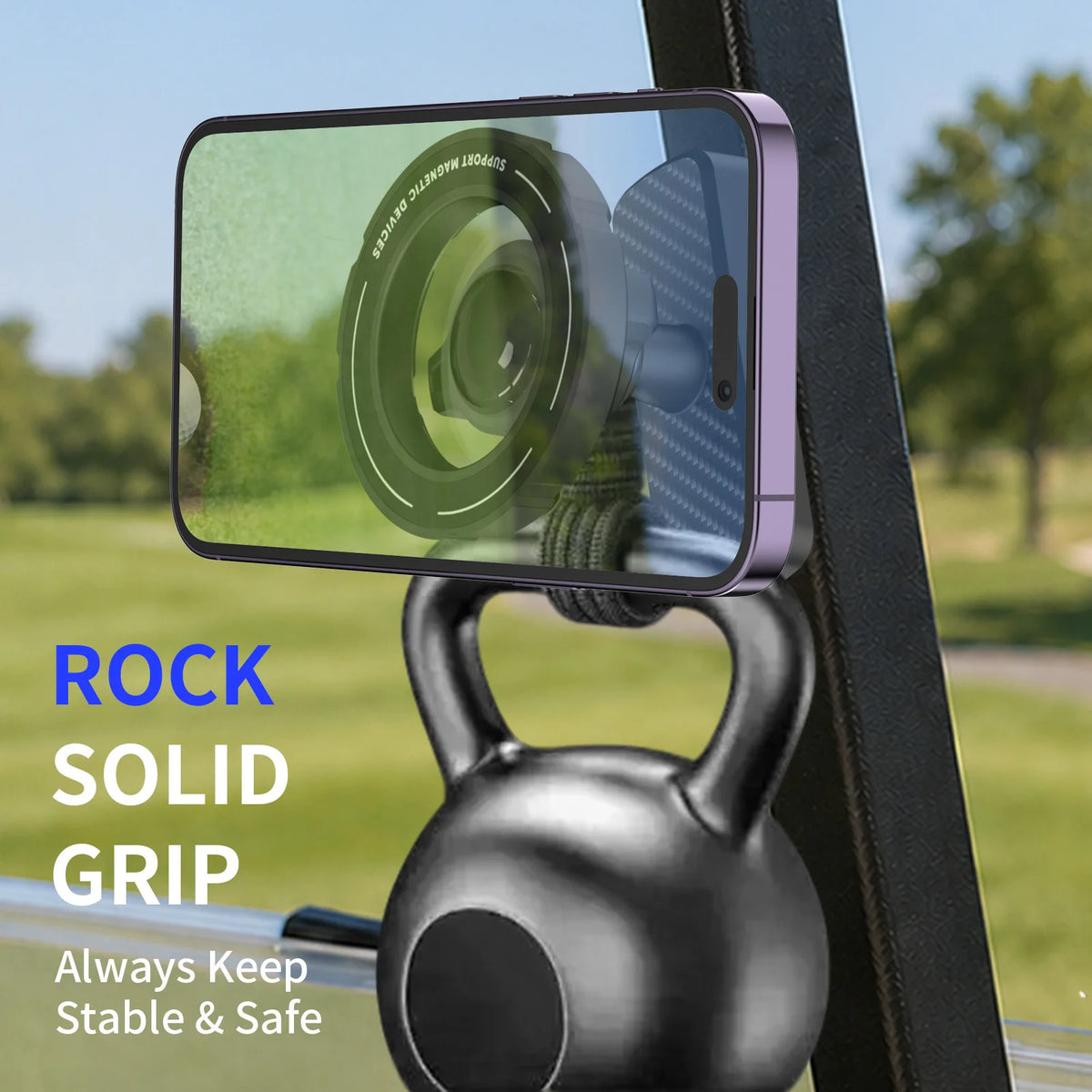 Magnetic Snap-On Phone Mount for Golf Carts, MagSafe Style