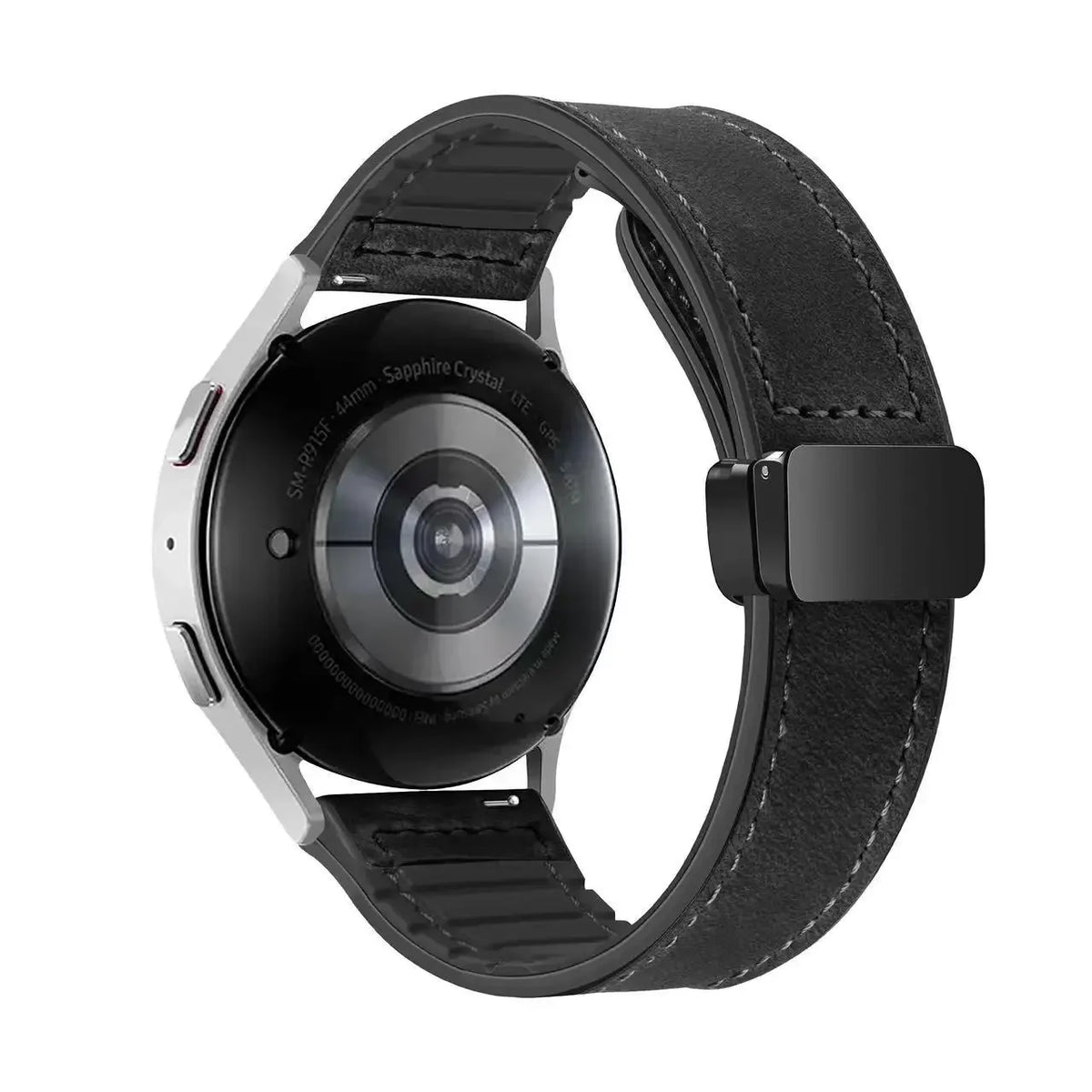 Leather and Silicone Magnetic Band in Black