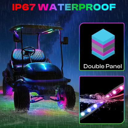 Golf Cart Underglow LED Light Kit with Remote, 6 Strips, 12V to 85V