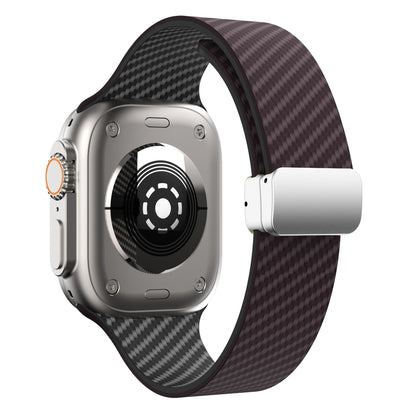 Apple Watch Silicone Strap with magnetic buckle, showcasing a durable carbon fiber design for ultimate comfort.