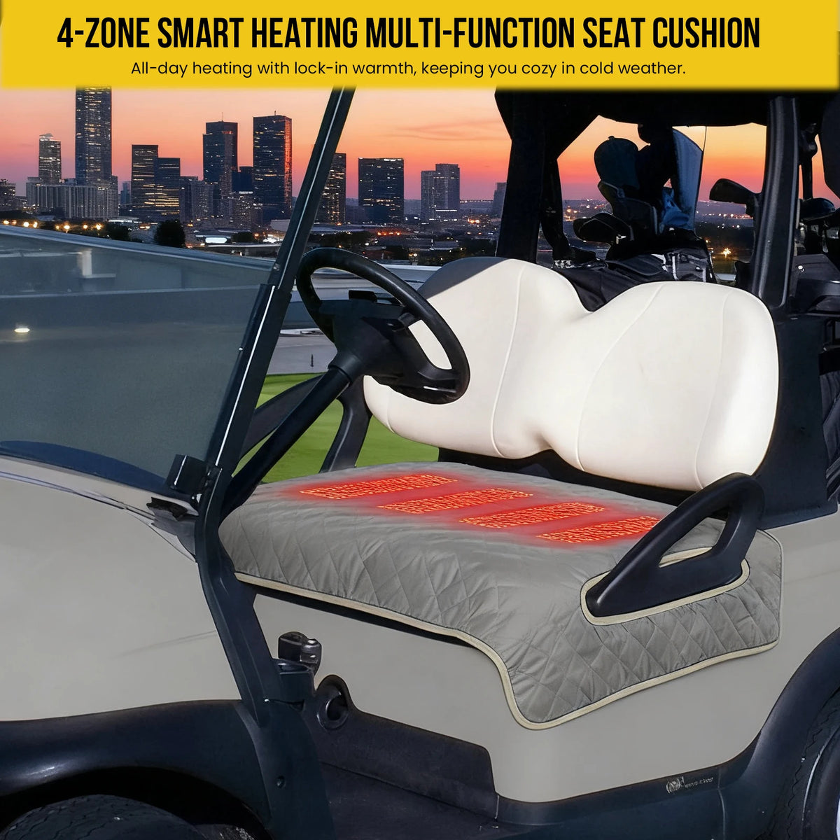 Heated Golf Cart Seat Cover, USB Powered, 3 Heat Settings