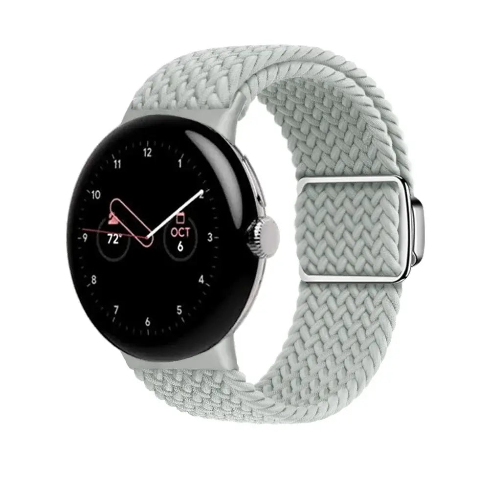 Stretch Braided Google Pixel Watch Loop with Metal Slider in Light Gray