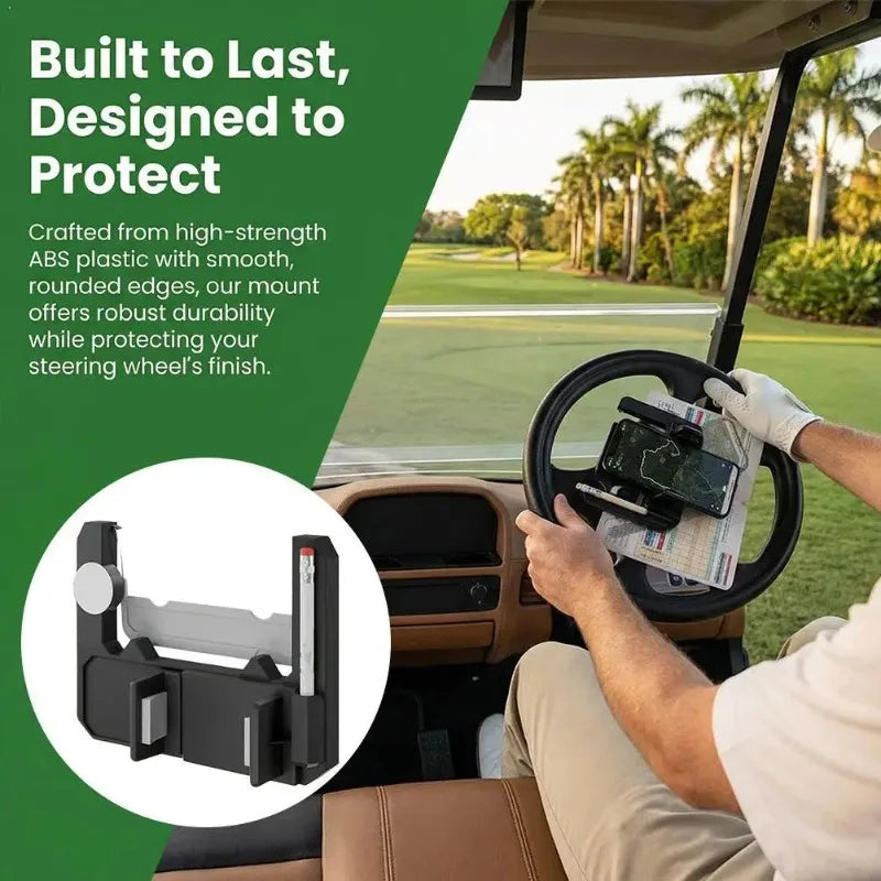 Golf Cart Steering Wheel Phone & Scorecard Holder