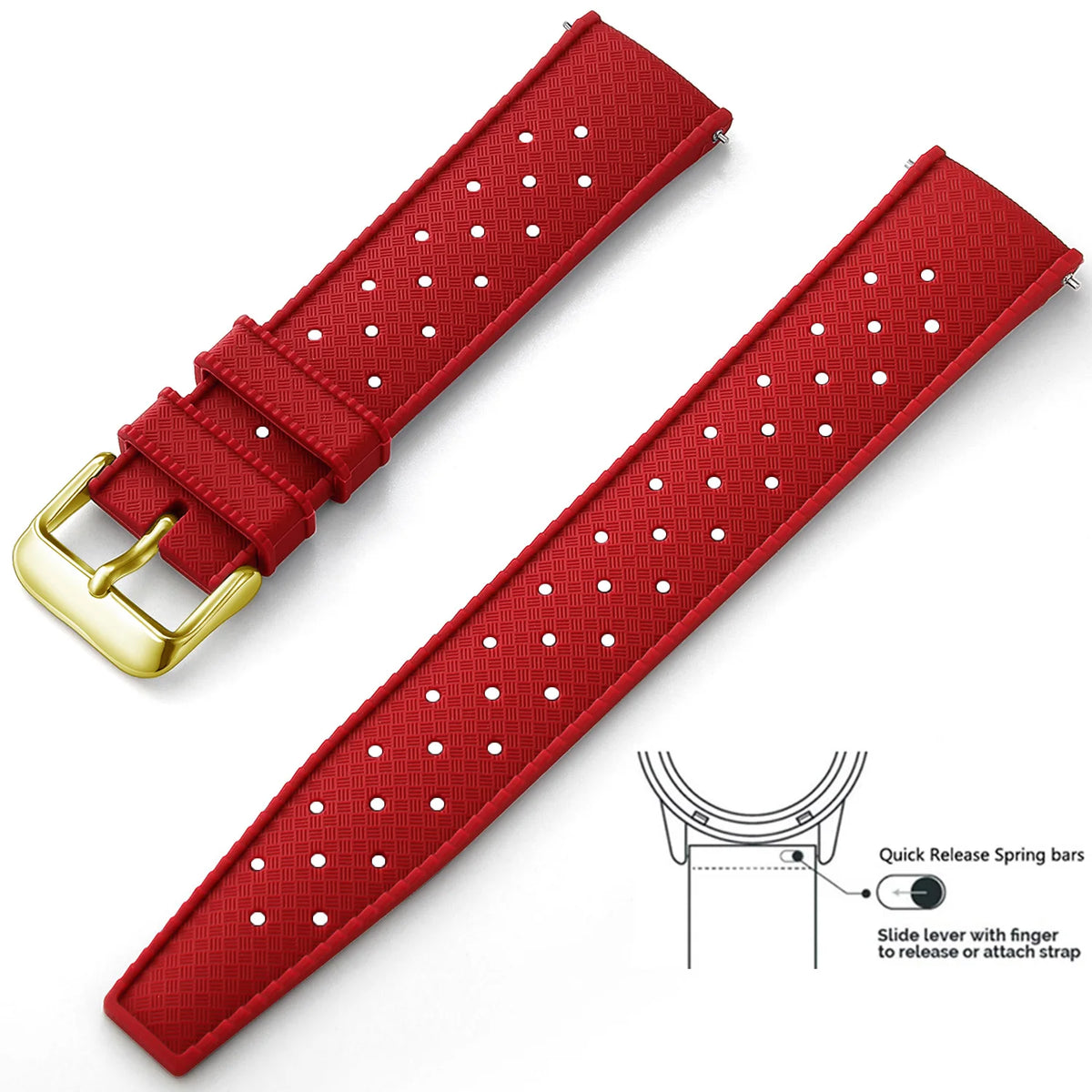 Tropic Silicone Band for Polar – Red / Gold Buckle