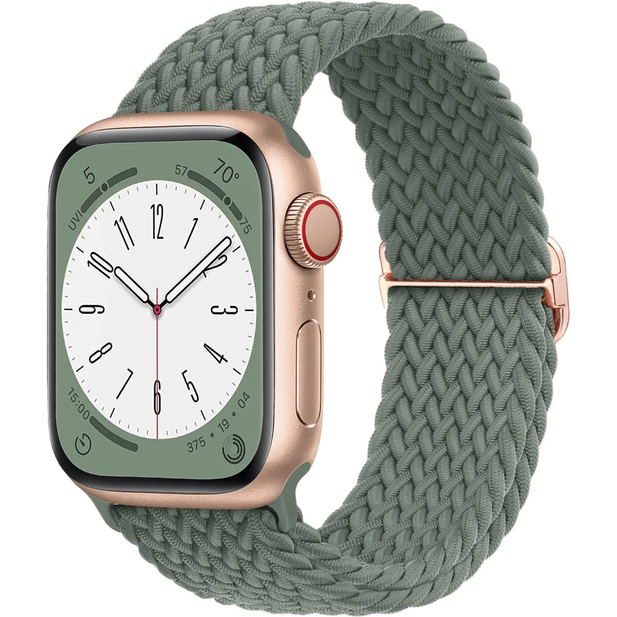 Stretch Braided Nylon Apple Watch Loop with Slider in Sage Green