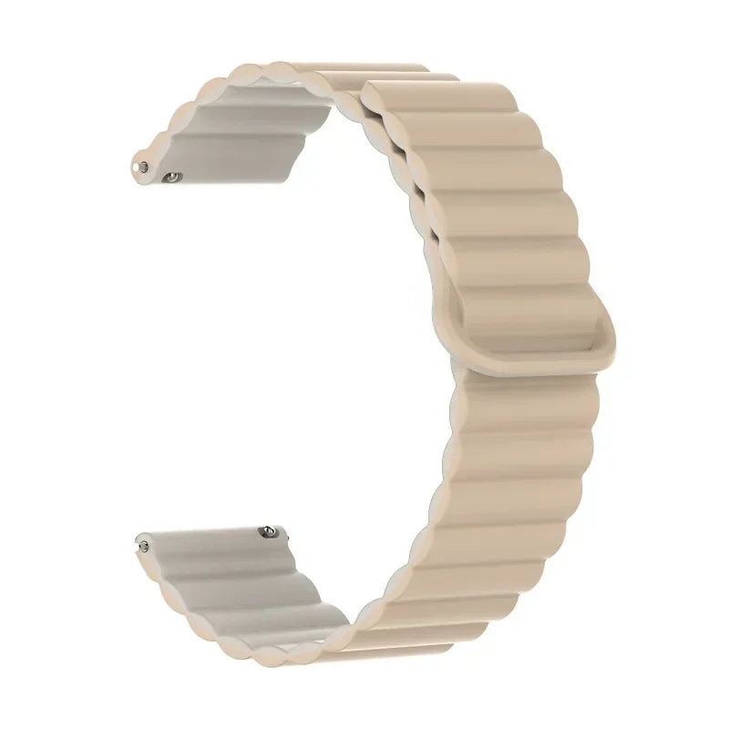 COROS Ribbed Magnetic Silicone Loop Watch Band - Beige / Light Gray