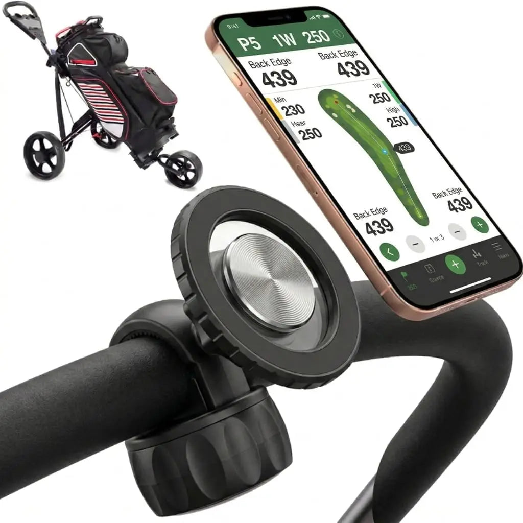 Magnetic Golf Push Cart Phone Holder, 360° Handlebar Mount