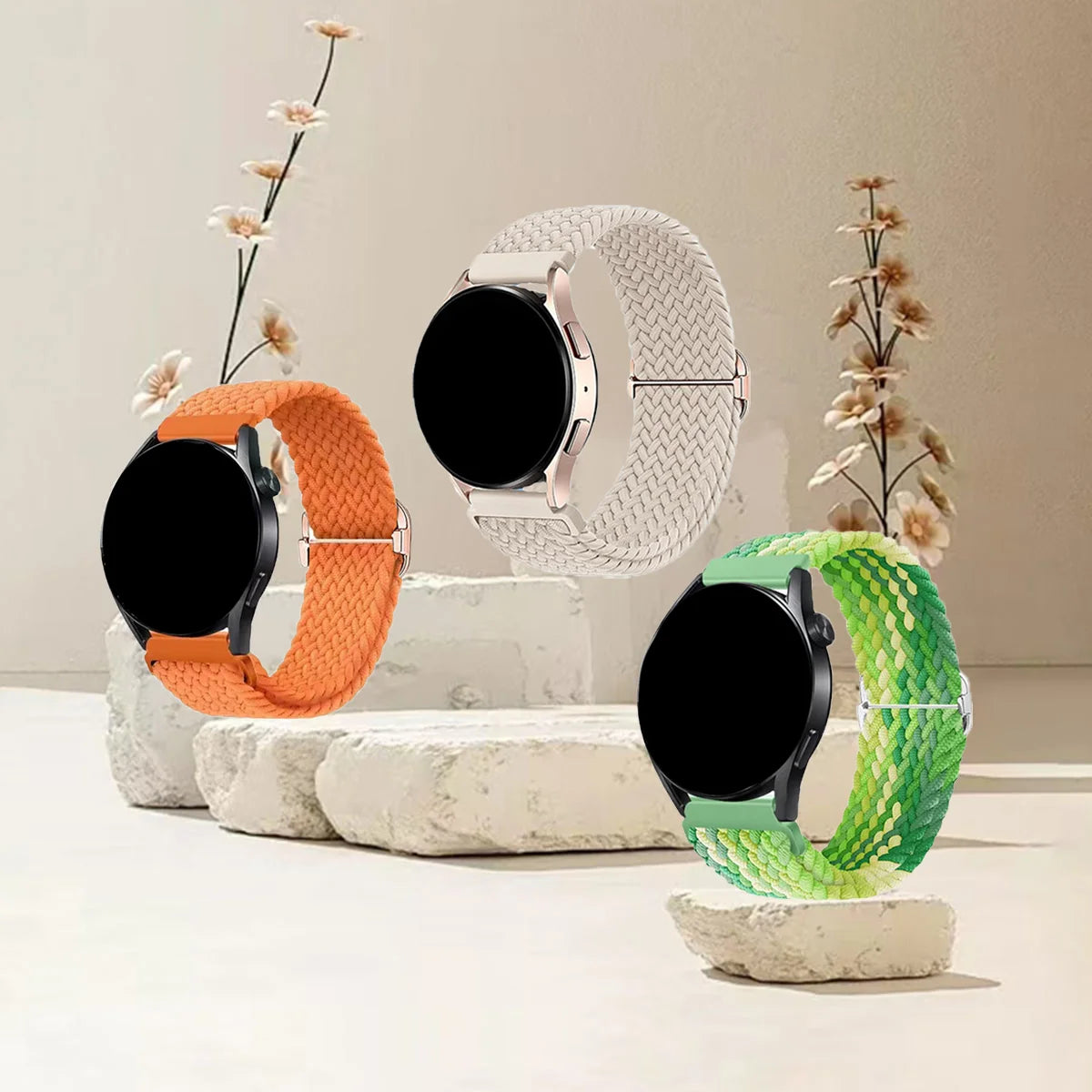 Braided Stretch Loop Band 3-Pack in Orange, Starlight & Green Mix