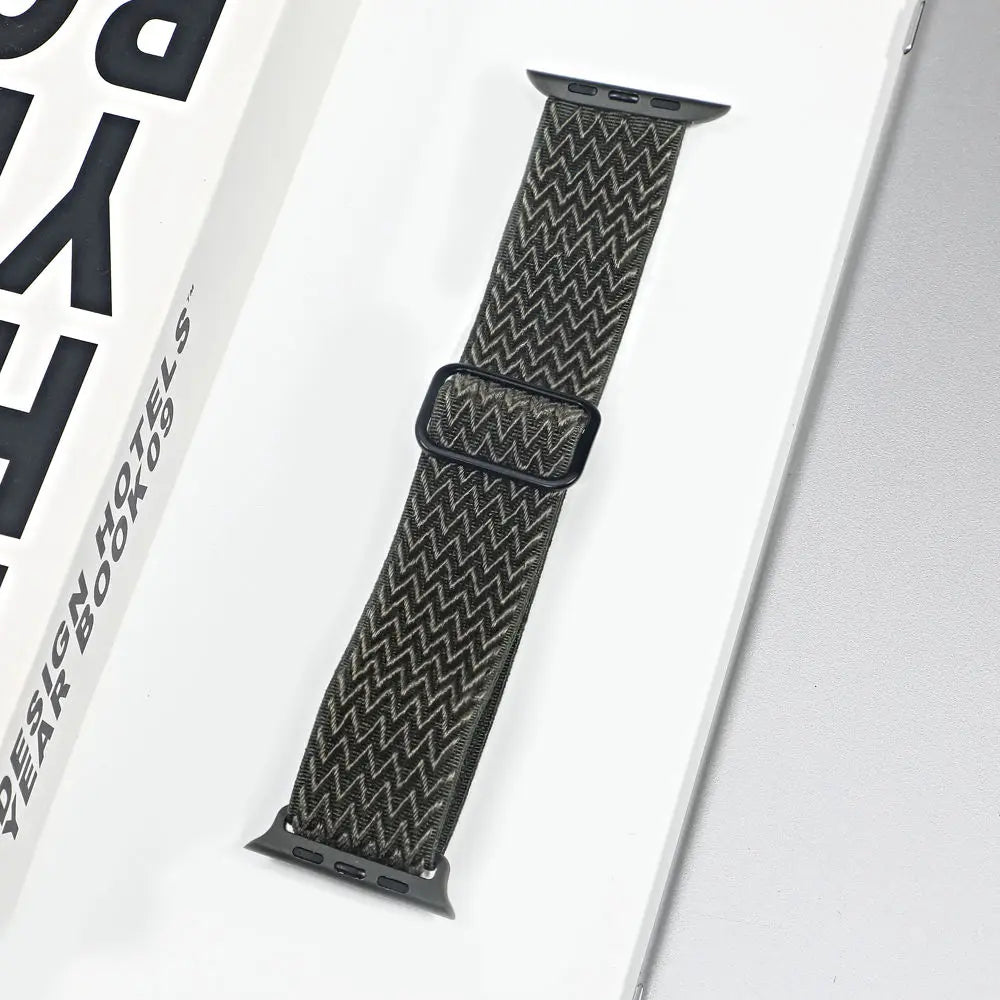 Stretch Nylon Apple Watch Loop - Solid & Patterned in Olive Chevron