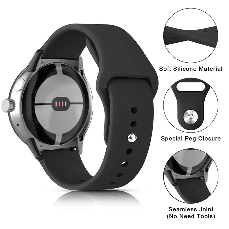 Round metal stud and silicone strap detail