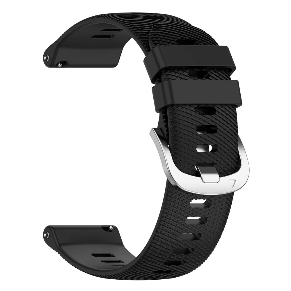 Polar Textured Silicone Band with Color and Buckle Options — Black strap with silver buckle