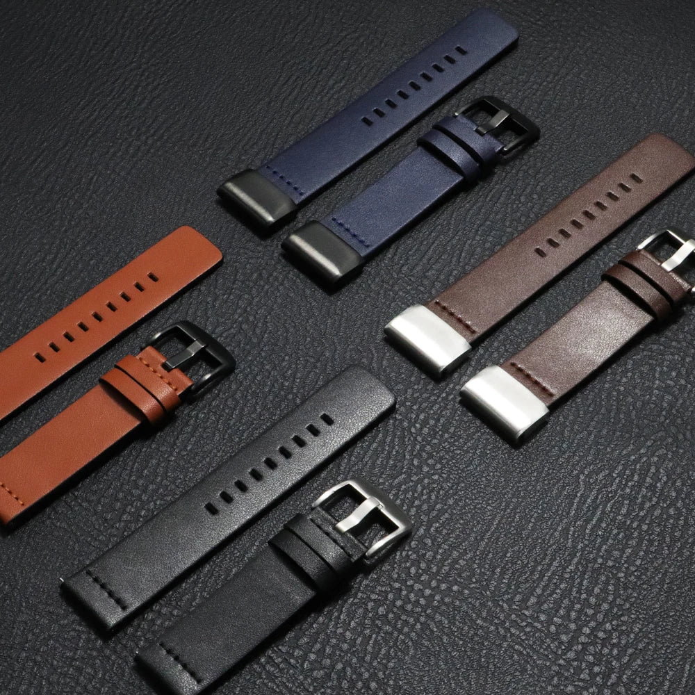Garmin QuickFit Classic Leather Pin-Buckle Band four leather colors laid flat
