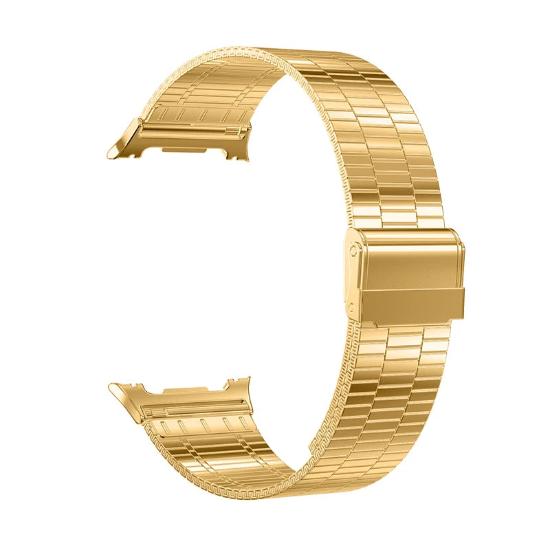 Samsung Galaxy Stainless Steel Link Watch Band - Watch8/Watch8 Classic/Watch9 Business in gold, showcasing its elegant design.