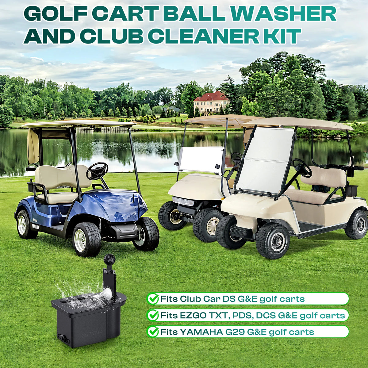 Golf Cart Club & Ball Washer with Mounting Bracket