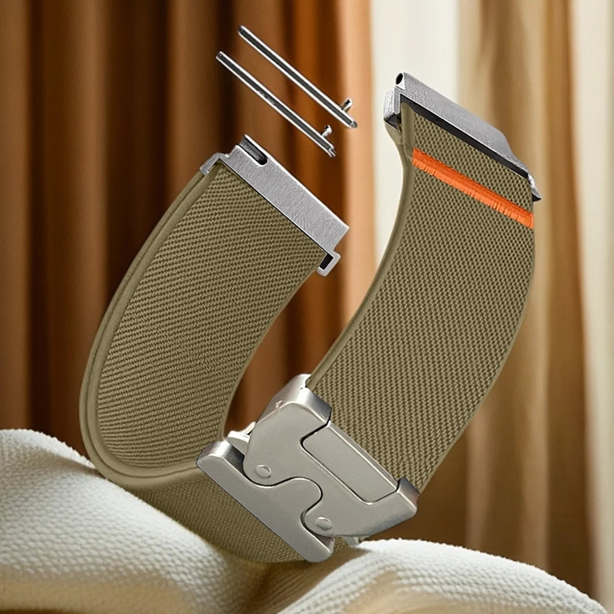 COROS Elastic Nylon Watch Band with Metal Clasp - Olive Green