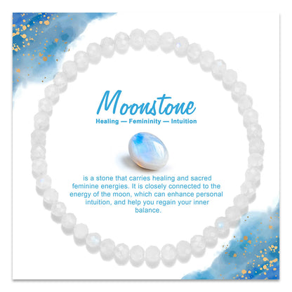 Dainty Moonstone Bead Bracelet, 4 mm, Stretch, photo 1