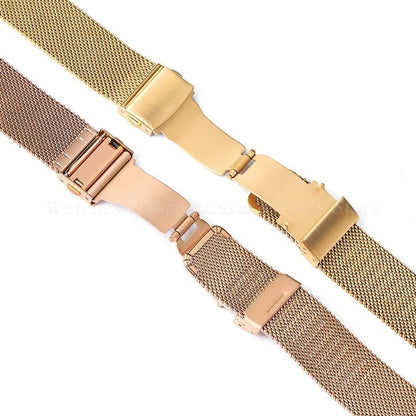 Thin Milanese Mesh Band in gold and rose gold