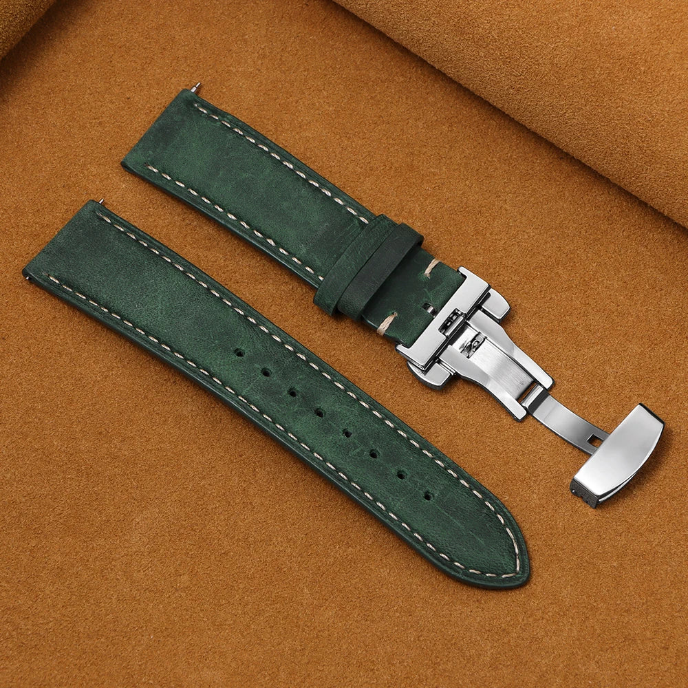 Calfskin Butterfly Clasp Band in Green