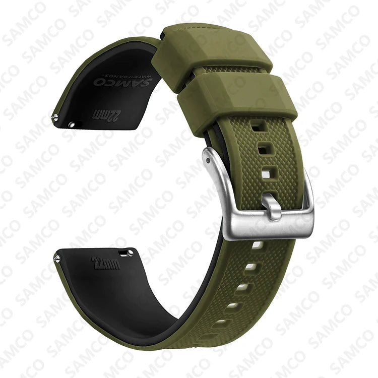 Polar Textured Silicone Band with Buckle Choices – Olive / Black / Silver Buckle