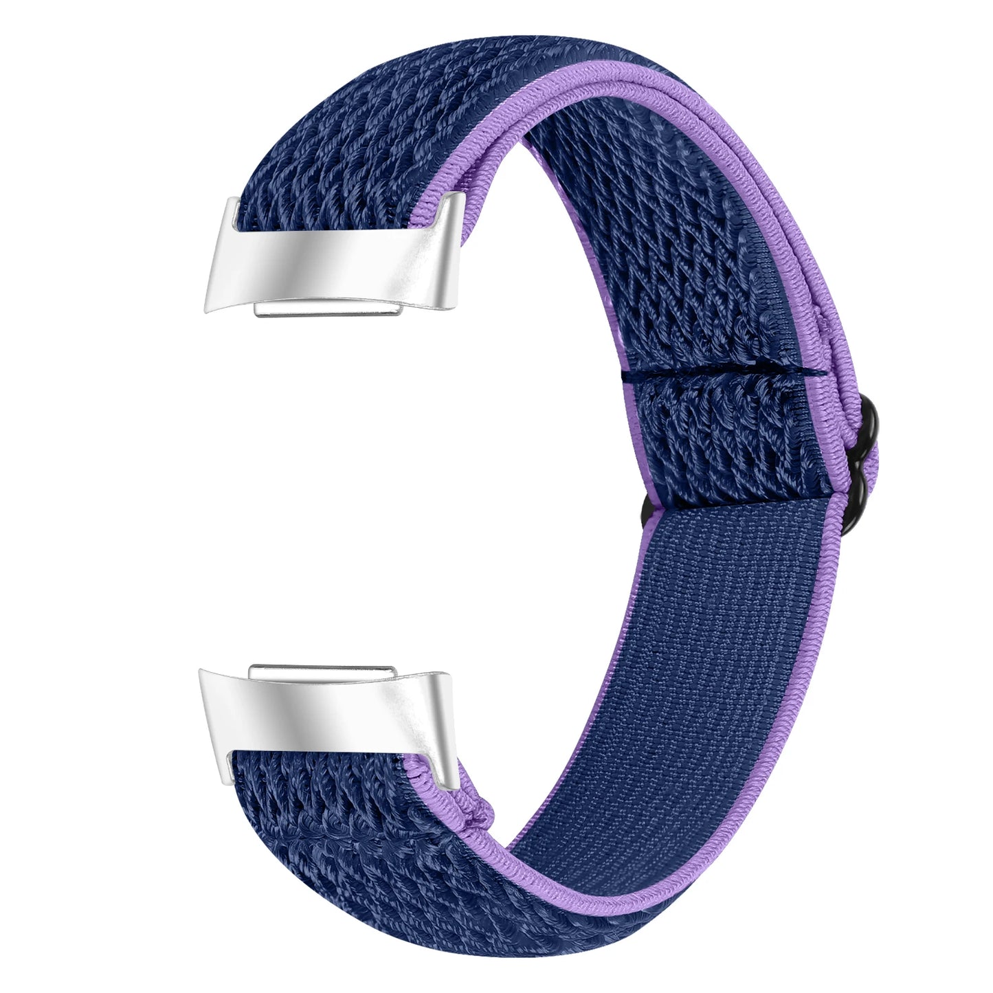 Navy and purple nylon strap for Fitbit Charge 6, offering style and comfort for fitness enthusiasts.