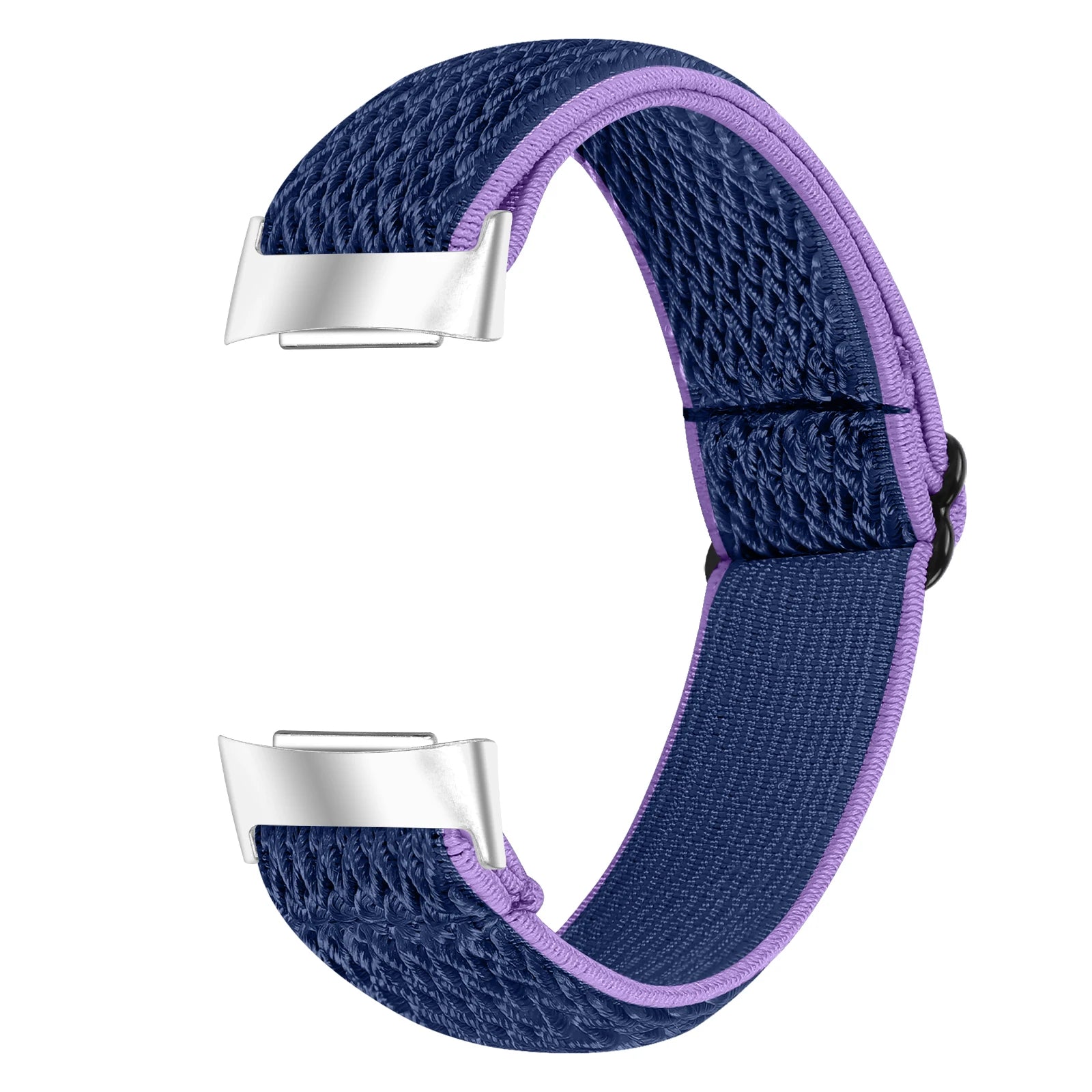 Navy and purple nylon strap for Fitbit Charge 6, offering style and comfort for fitness enthusiasts.