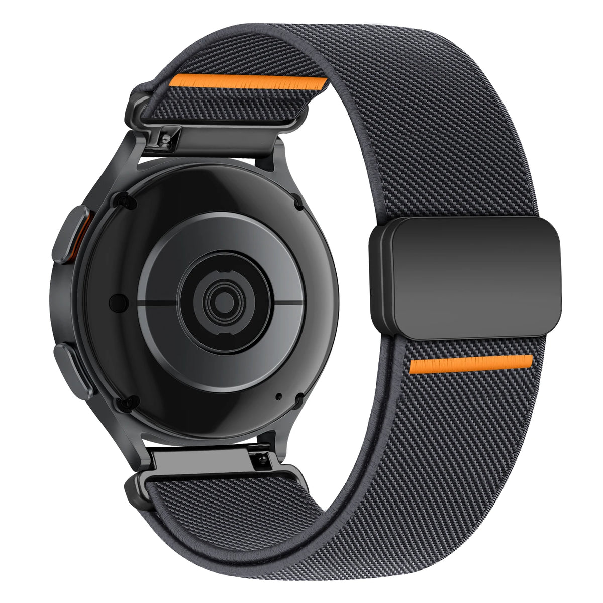 COROS Nylon Band with Magnetic Clasp and Orange Accents – Dark Gray