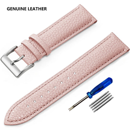 Grained Leather Band in Pink with Silver Buckle