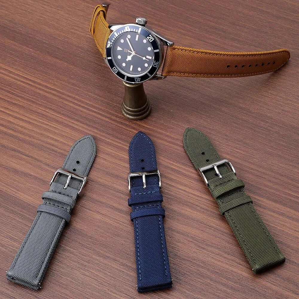 Amazfit Sailcloth Nylon Watch Band with Pin Buckle - Pin buckle bands on tabletop