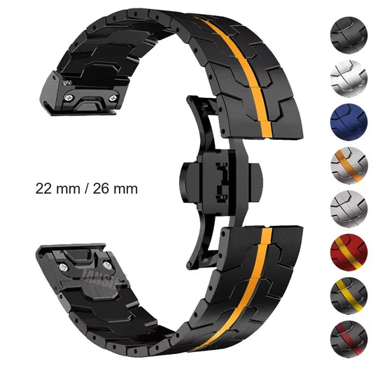 Garmin QuickFit 22/26mm Stainless Steel Bracelet with Color Stripe