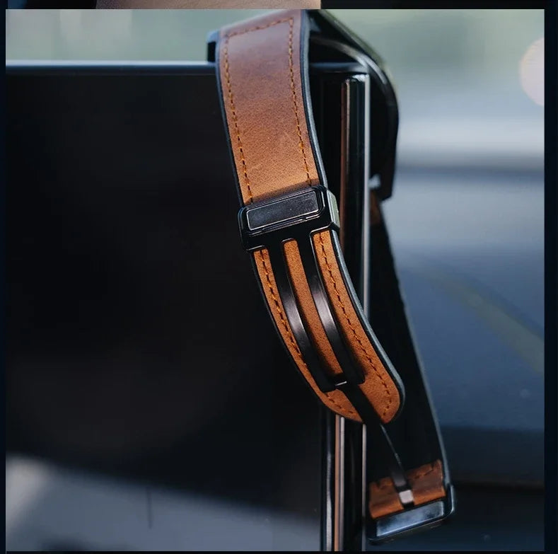 Leather and Silicone Magnetic Band — magnetic clasp in brown