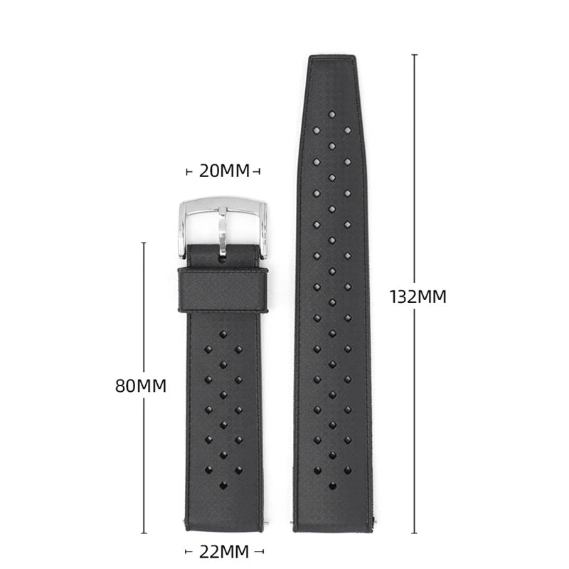 Rubber strap dimensions diagram for COROS – BandsCo Straps
