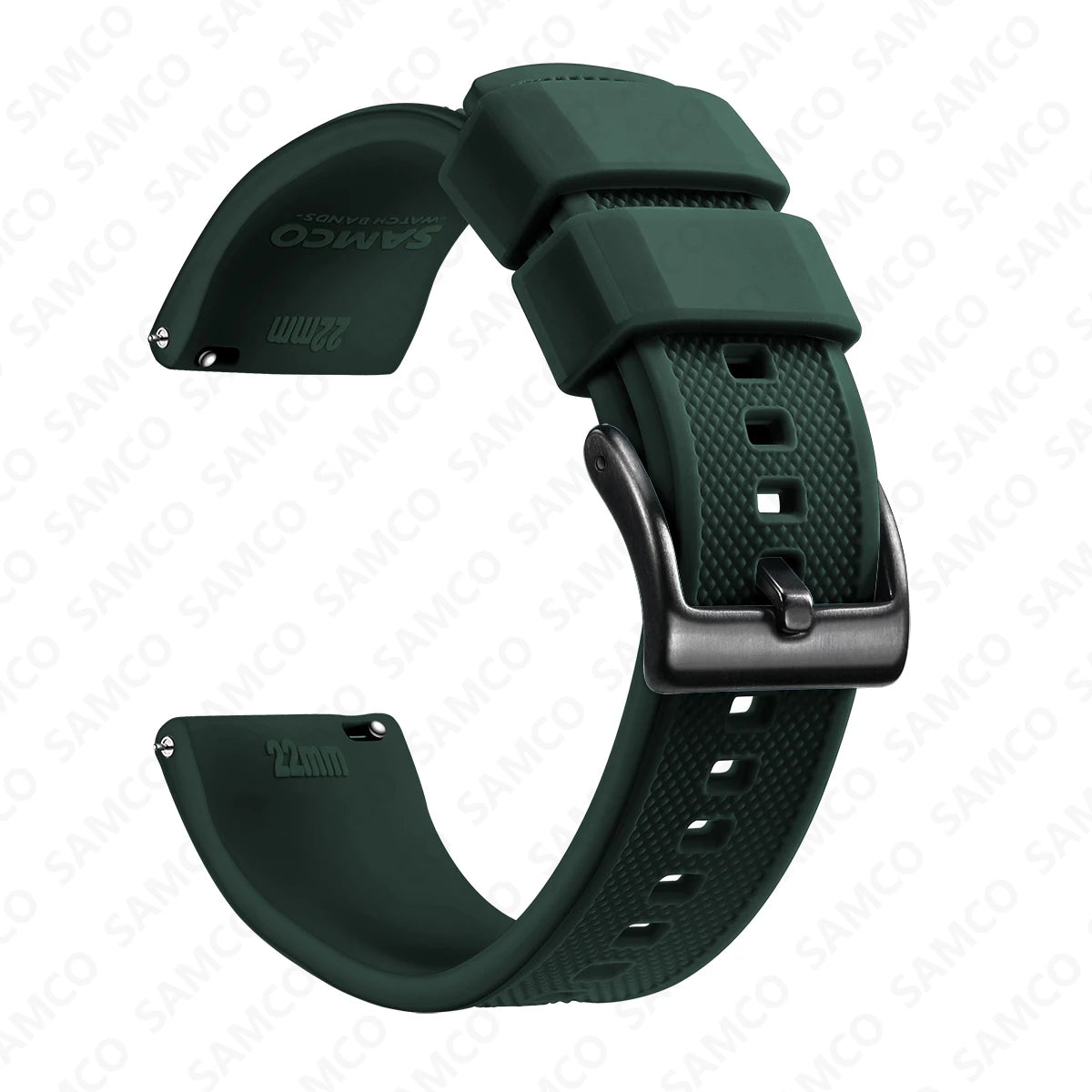 COROS Textured Silicone Watch Band with Buckle Choices - Forest Green - Black Buckle