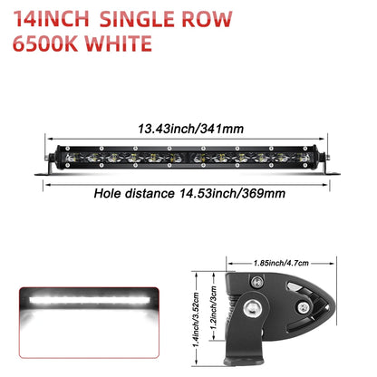 Slim LED Light Bar for Golf Carts, Single Row, 7 to 26 in