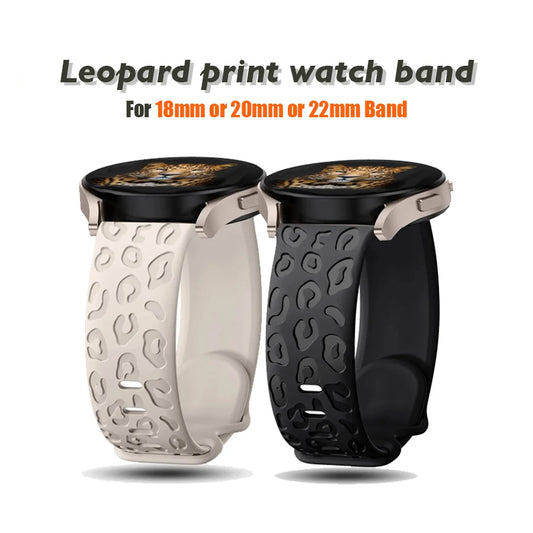 Leopard Print Silicone Band in starlight and black