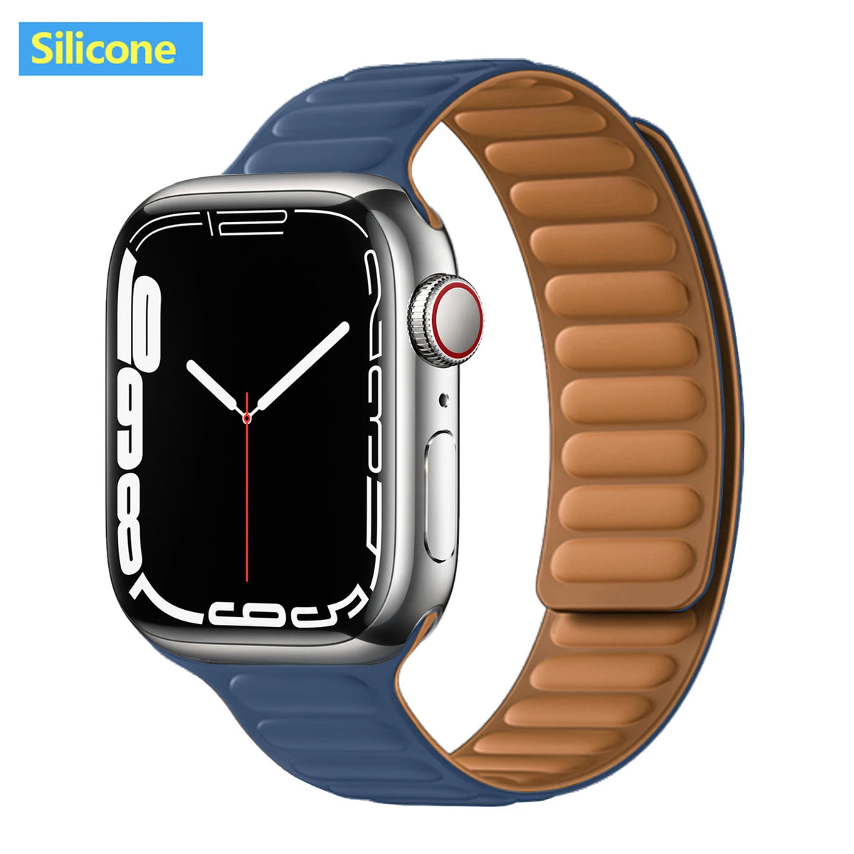 Magnetic Apple Watch Link Band - Leather & Silicone in Silicone / Slate Blue
