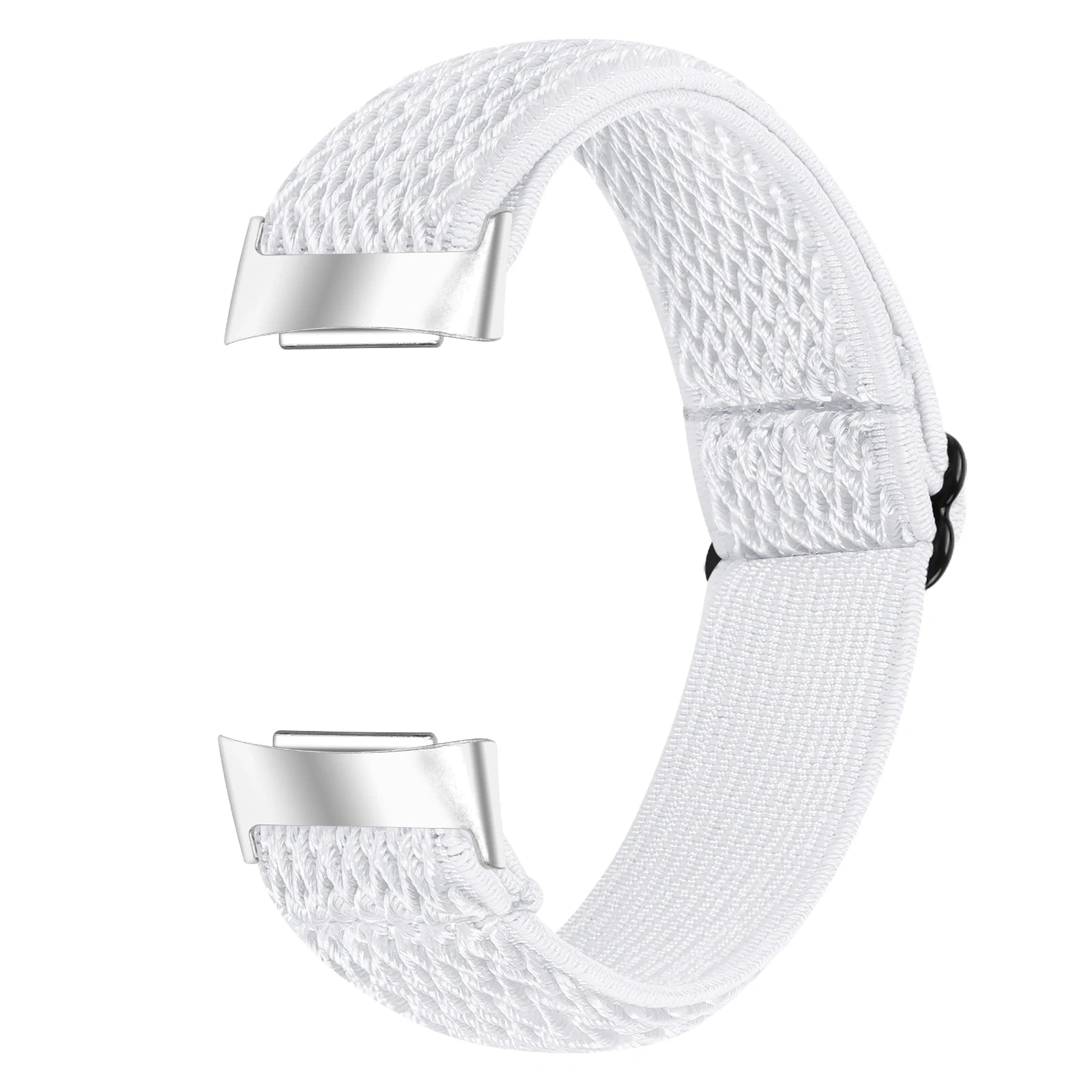 White elastic nylon strap for Fitbit Charge 6, breathable and stylish smartwatch band. Ideal for active lifestyles.