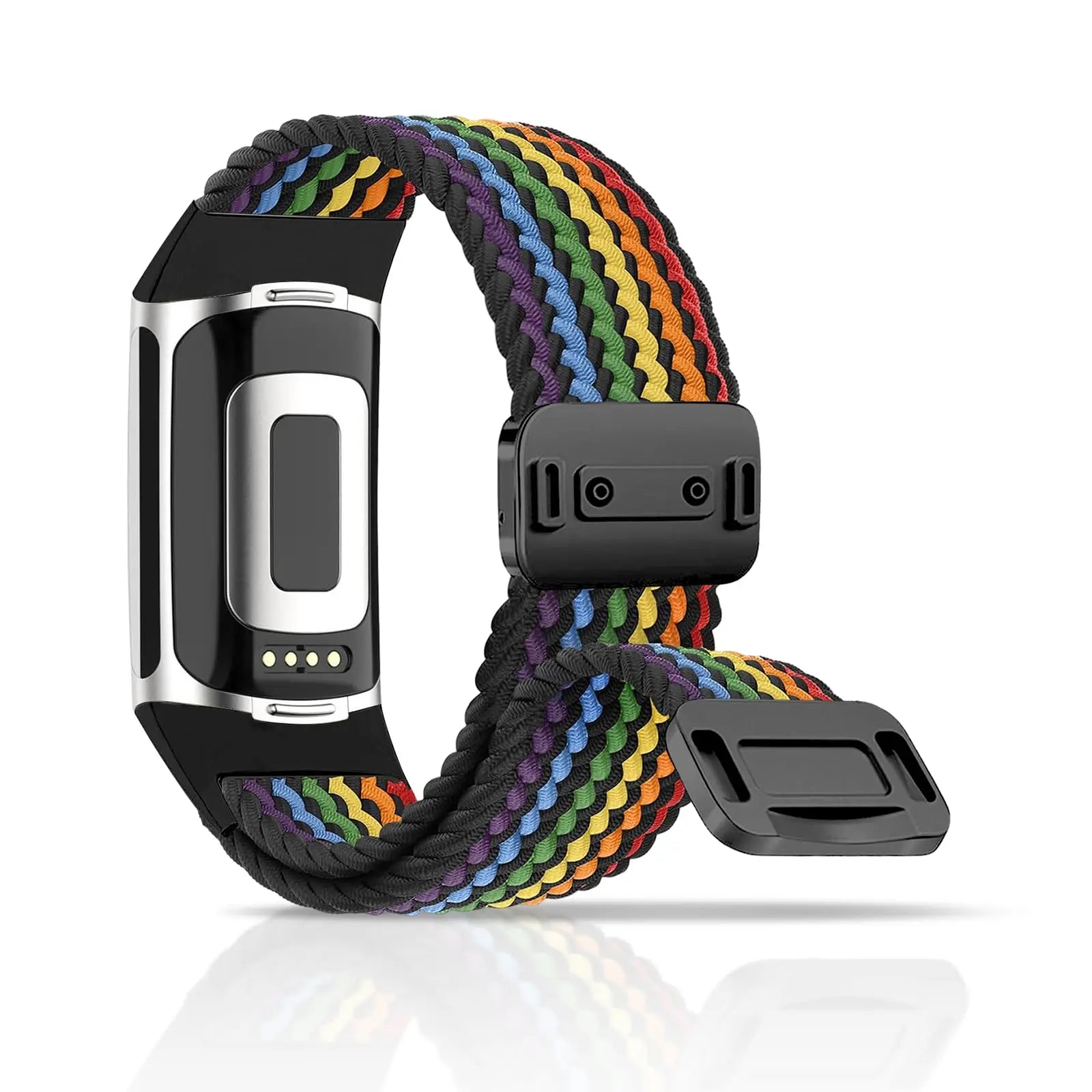 Fitbit Charge 5 6 braided band with magnetic buckle, colorful design, perfect for smartwatch comfort and style.