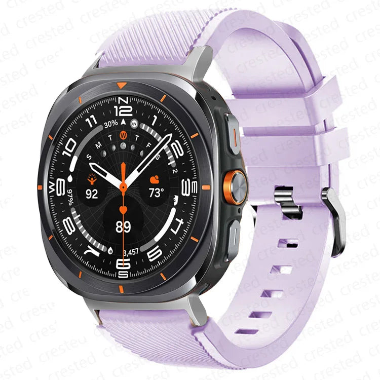 Samsung Galaxy Silicone Sport Watch Band - 20mm/Ultra+Ultra2 in lilac color, showcasing secure fit and stylish design.